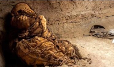 An 800-year-old man tied with ropes has been found during excavations in Peru, a South American country