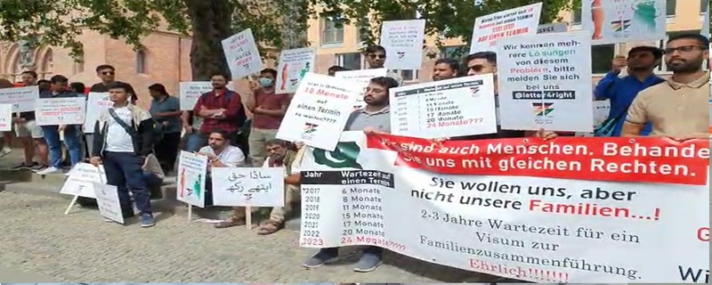 protest was recorded outside the Foreign Minister's office in Berlin over the delay in family reunification visas for people living in Germany