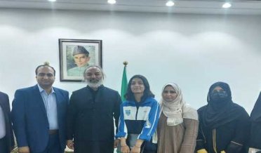 talented Pakistani student Saroj, who won the first position in the Saudi table tennis competitions, was awarded Shield C by the Embassy of Pakistan in Riyadh.