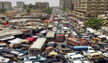 Due to the development works in Karachi, there was a heavy traffic