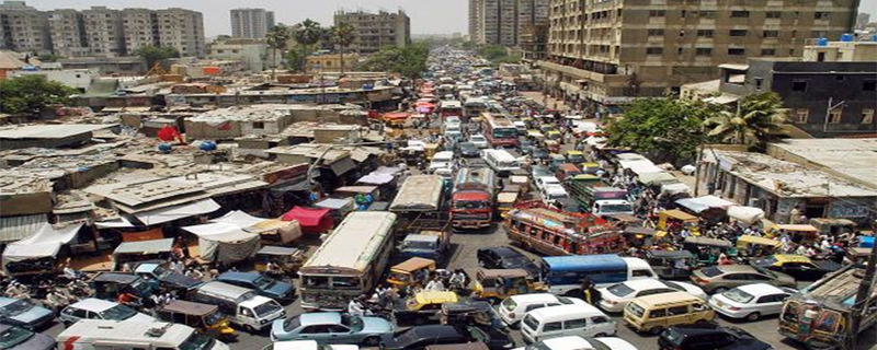 Due to the development works in Karachi, there was a heavy traffic